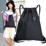 Portable Drawstring Backpack Bag with Pockets & Earphone Hole