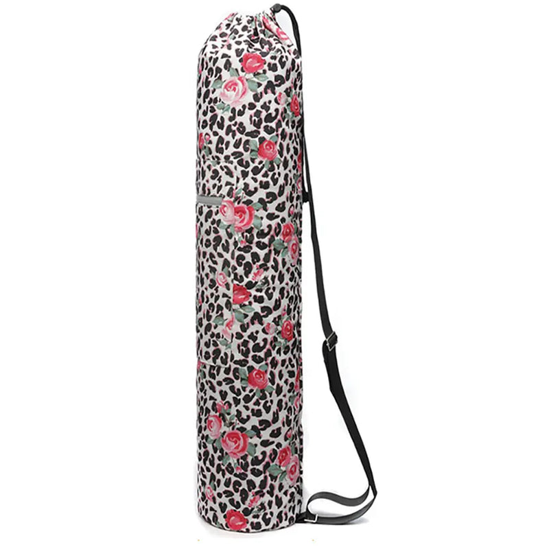 Drawstring Printed Canvas Gym Fitness Yoga Mat Carry Pouch Shoulder Bag
