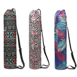 Drawstring Printed Canvas Gym Fitness Yoga Mat Carry Pouch Shoulder Bag