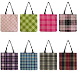 Eco Reusable Shopping Bags Travel Women Shoulder Bag Plaid Print Tote Bag
