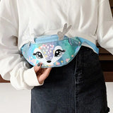 Kids Elk Print Waist Bag Fanny Pack Sport Belt Hip Purse