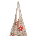 Portable Flower Printing Shoulder Shopping Mesh Net Bag