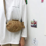 Portable Student Crossbody Phone Purse Fish Canvas Messenger Bag