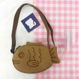 Portable Student Crossbody Phone Purse Fish Canvas Messenger Bag