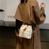 Flower Ladies Bucket Bag Chain Crossbody Bag Nylon Shoulder Bag Purse