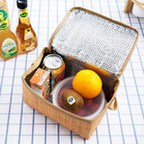Canvas Rattan Lunchbox Bag for Kids Insulated Thermal Cooler Lunch Box