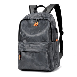 Camouflage Laptop Backpack Waterproof 14 Inch USB Charging School Bag