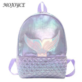 Laser Fish Tail Backpack for Girls, PU Leather School Bag