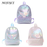 Laser Fish Tail Backpack for Girls, PU Leather School Bag