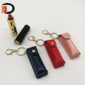 Portable Lip Gloss PU Storage Bag Travel Key Chain Single Lipstick Holster