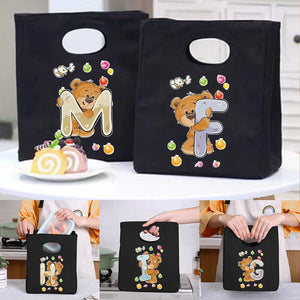 Bear Letter Print Thermal Insulated Lunch Tote Cooler Bag