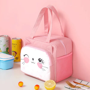 Women's Cartoon Cat Lunch Bag Tote Box Food Storage