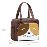 Women's Cartoon Cat Lunch Bag Tote Box Food Storage