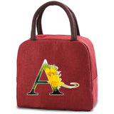 Flower Letter Print Insulated Lunch Bag Thermal Food Picnic Box