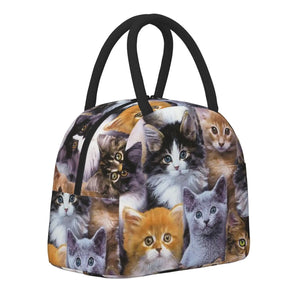 Cat Pattern Insulated Lunch Bag Thermal Bento Handbag
