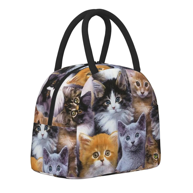 Cat Pattern Insulated Lunch Bag Thermal Bento Handbag