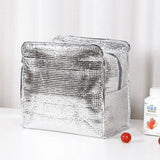 Portable Insulated Lunch Bag Pink Letter Print Food Storage Handbag