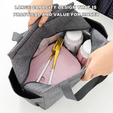 Portable Insulated Lunch Bag Pink Letter Print Food Storage Handbag