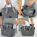 Portable Insulated Lunch Bag Pink Letter Print Food Storage Handbag