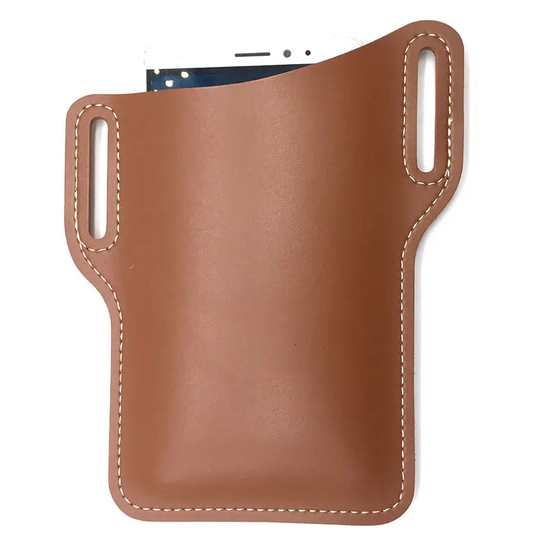 Men Phone Waist Bag Waterproof Leather Cellphone Bag
