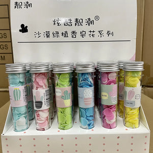 Portable Mini Bath Test Tube Confetti Foaming Flower Paper Soap Slice