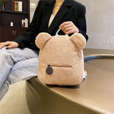 Mini Children Travel Shopping Rucksack Lamb Fleece Women's Backpack Bear Shaped