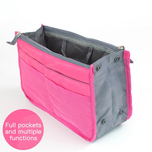 Portable Organizer Insert Bag Women Nylon Travel Insert Double Zipper Handbag