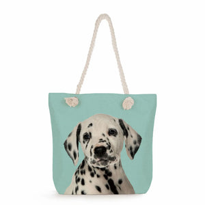 Portable Outdoor Cat Dog Print Shopping Bags Dalmatians Graphic Women Shoulder B