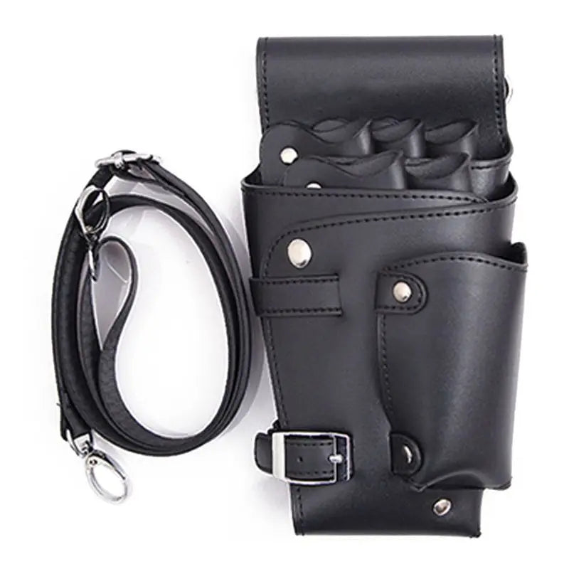 Barber Scissors Bag Hairdresser Organizer PU Leather Salon Storage Pockets