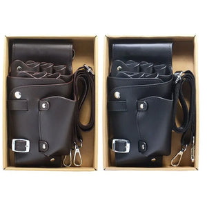 Barber Scissors Bag Hairdresser Organizer PU Leather Salon Storage Pockets