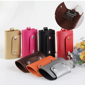 Portable Pu Leather Keychain Key Holder Bag Case