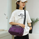 Women's Waterproof Nylon Crossbody Bag Soft Zipper Purses Multi-pocket Sac