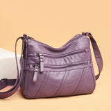Casual Women PU Leather Crossbody Bag Large Capacity Multi-zipper Bag
