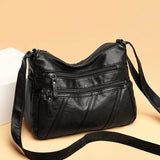 Casual Women PU Leather Crossbody Bag Large Capacity Multi-zipper Bag