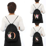 Orange Letter Print Drawstring Sports Bag Gym Backpack
