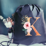 Orange Letter Print Drawstring Sports Bag Gym Backpack