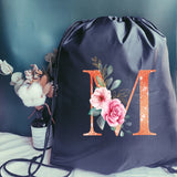 Orange Letter Print Drawstring Sports Bag Gym Backpack