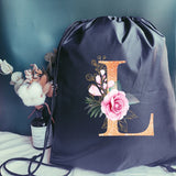 Orange Letter Print Drawstring Sports Bag Gym Backpack