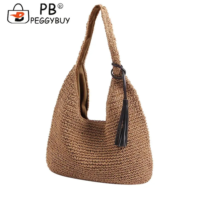 Summer Straw Beach Shoulder Bag Large Capacity Woven Handbag