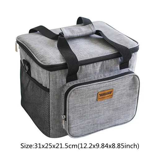 Portable Thermal Cooler Bag Insulated Lunch Box Zipper Tote