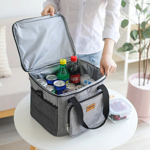 Portable Thermal Cooler Bag Insulated Lunch Box Zipper Tote