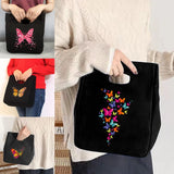 Canvas Tote Lunch Bag Anime Butterfly Print Eco-Friendly Travel Storage