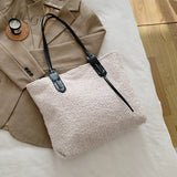 Plush Tote Handbag Women's Winter Shoulder Bag