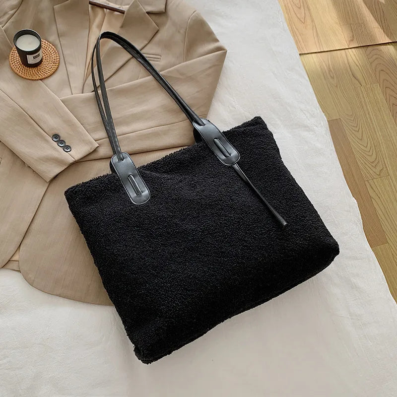 Plush Tote Handbag Women's Winter Shoulder Bag