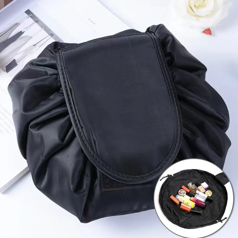 Portable Lazy Cosmetic Bag Fold Organizer Women Drawstring Makeup Cases