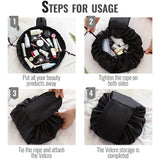 Portable Lazy Cosmetic Bag Fold Organizer Women Drawstring Makeup Cases