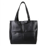 Women PU Leather Handbag Large Capacity Cotton Padded Lattice Pattern