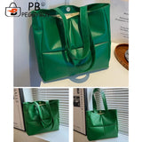 Women PU Leather Handbag Large Capacity Cotton Padded Lattice Pattern