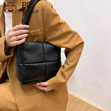 Travel PU Leather Checkered Handbag