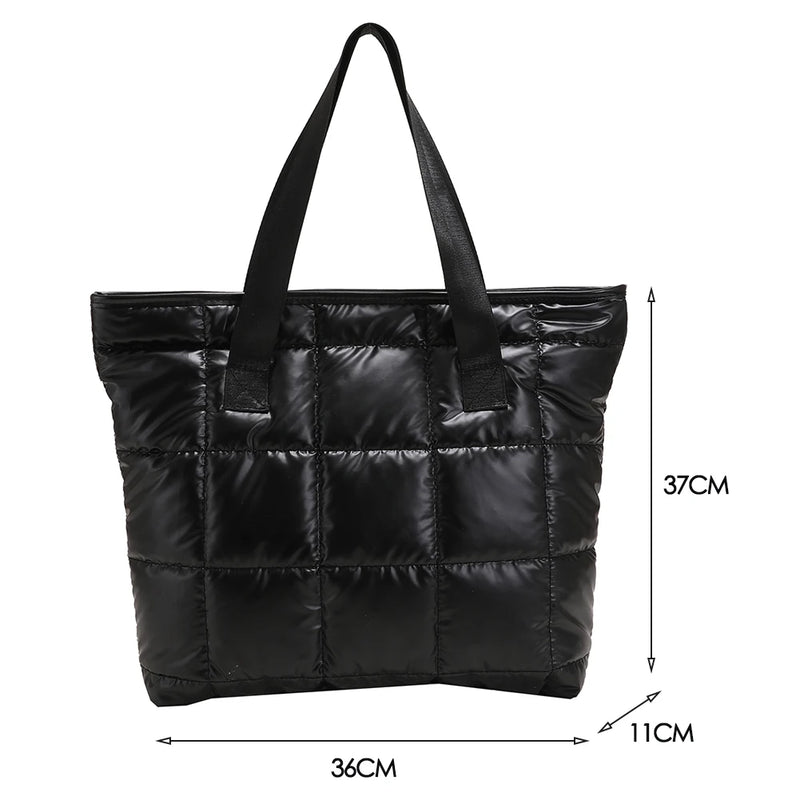 Portable Travel Women Padded Nylon Top-handle Space Bag Handbag